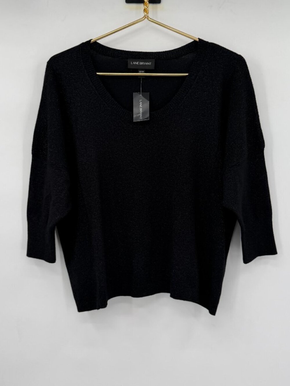Lane Bryant Black Metallic Shimmer Dolman Sleeve Sweater /Top Plus 22/24 NWT